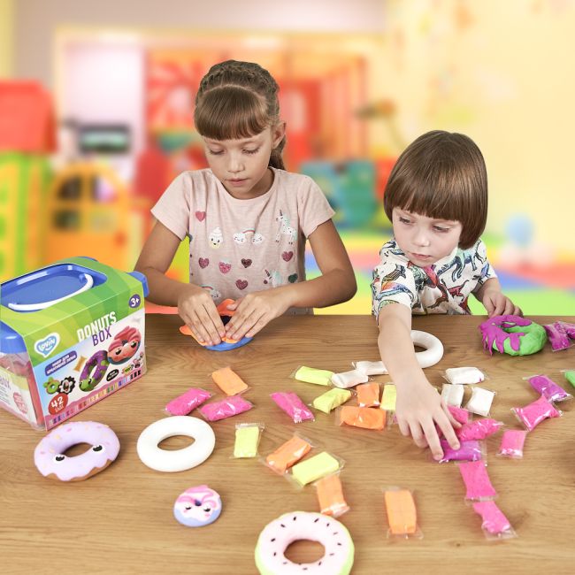 Set Air Clay  cu argila usoara pentru modelaj Lovin - 42 culori - Donuts Box KRTOK70109