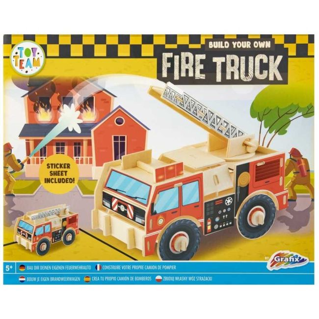 Set de Constructie Lemn Vehicule 3D Grafix GR400079 BBJGR400079_Masina Pompieri