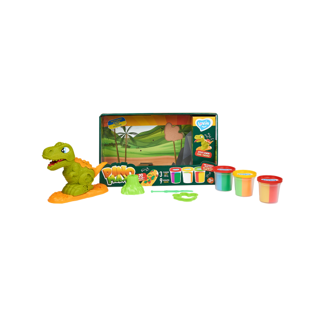 Set plastilina, accesorii si jucarie pentru modelaj Lovin - Dino Max KRTOK41173