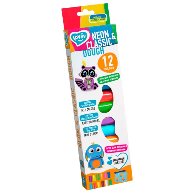 Set plastilina Lovin 12pcs*15gr - Neon&amp;Classic KRTOK41182