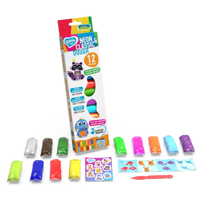 Set plastilina Lovin 12pcs*15gr - Neon&amp;Classic KRTOK41182