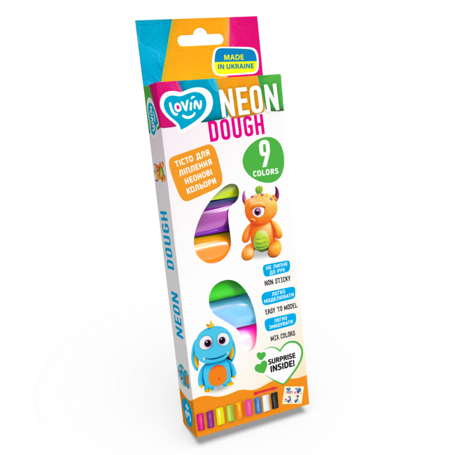 Set plastilina Lovin 9pcs*15gr - Neon KRTOK41179