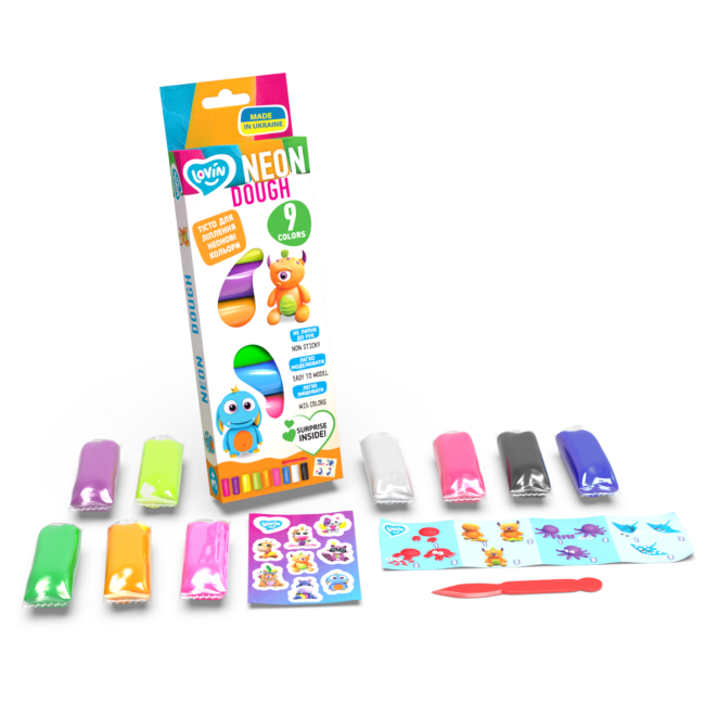 Set plastilina Lovin 9pcs*15gr - Neon KRTOK41179