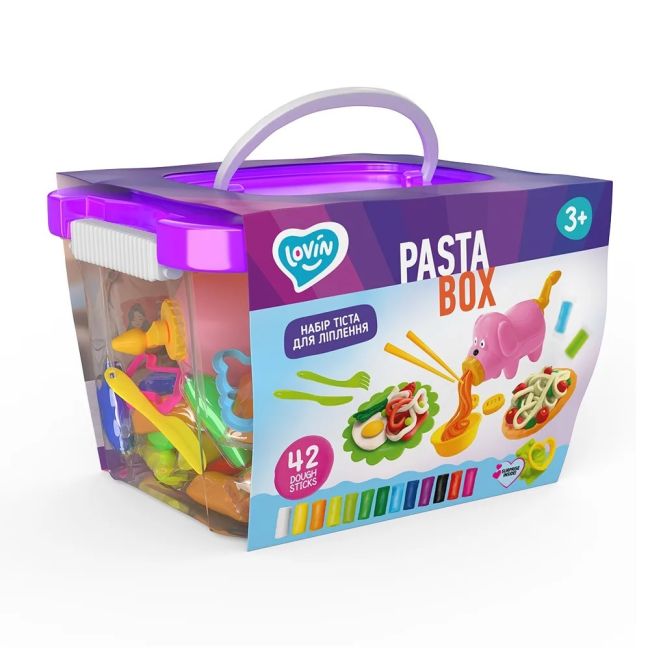 Set plastilina si accesorii pentru modelaj  Lovin - 42 culori - Pasta Box KRTOK41138