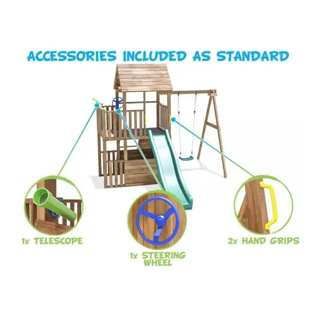 Complex de joaca balconyfort &trade; single swing, tobogan verde, dunster house - okedhps701-1