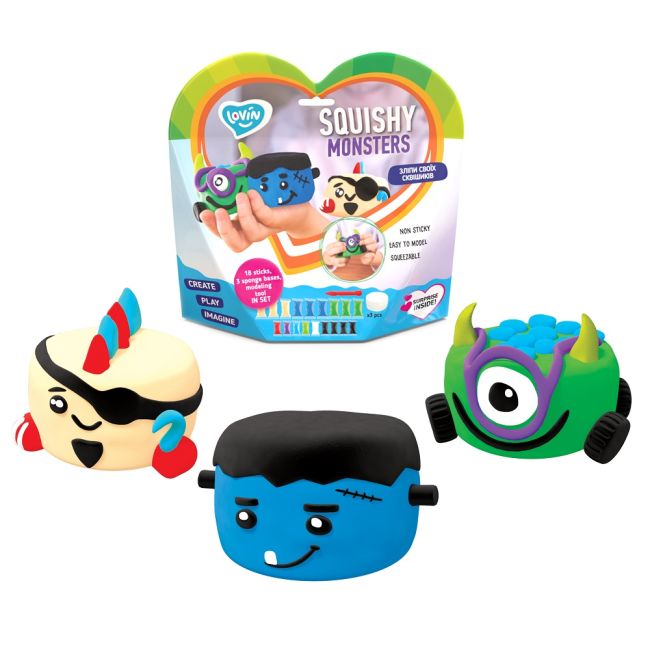Set Air Clay pentru modelaj Lovin - 18 culori -  Squishy Monsters KRTOk70130