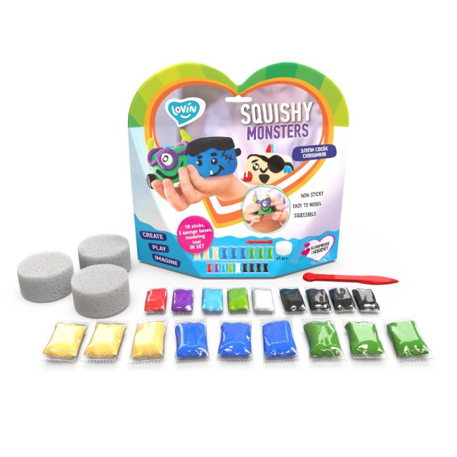 Set Air Clay pentru modelaj Lovin - 18 culori -  Squishy Monsters KRTOk70130