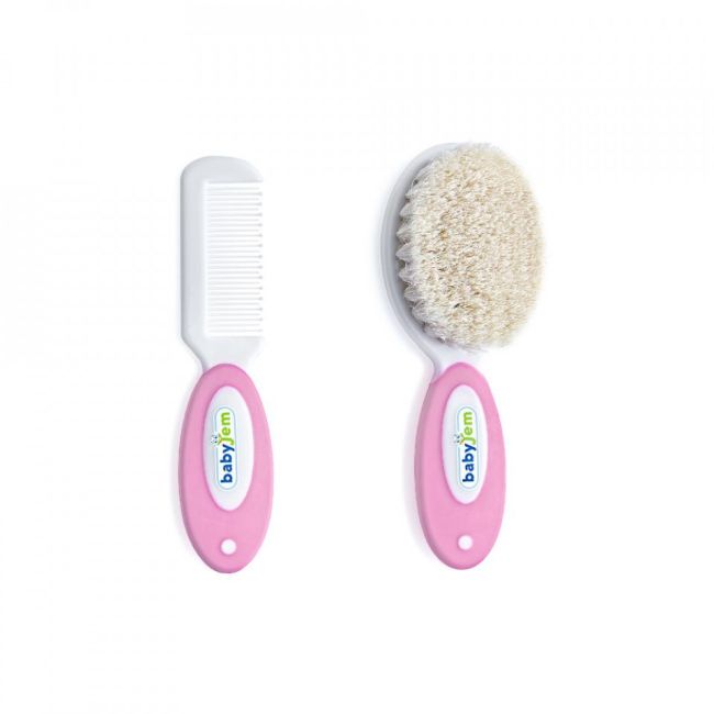 Set pieptan si perie din peri naturali BabyJem (Culoare: Gri) JEMbj_5193