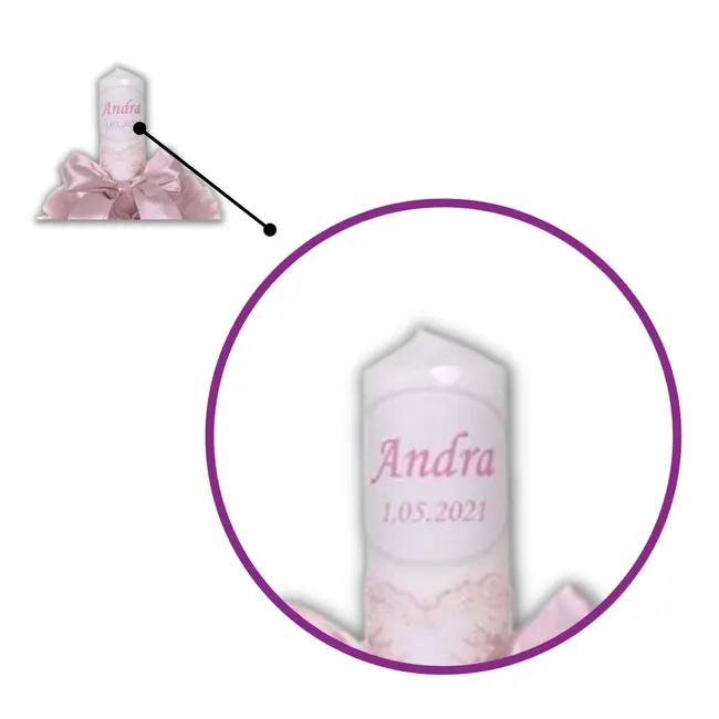 Personalizare lumanare de botez - imprimare lumanare cu nume si data