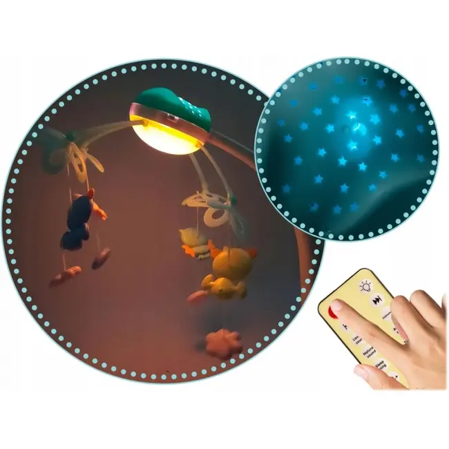 Carusel muzical pentru patut cu proiector, sunete si jucarii ricokids rk-813 - albastru edeedi781300