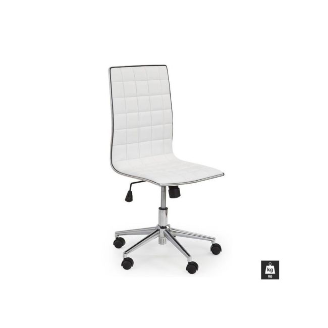 Scaun birou hm tirol, ergonomic, piele ecologica, cadru cromat, inaltime ajustabila, 90 kg, 107x44x41 cm, alb drm2071