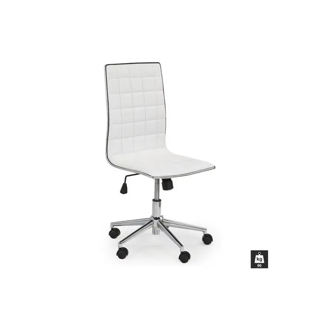 Scaun birou hm tirol, ergonomic, piele ecologica, cadru cromat, inaltime ajustabila, 90 kg, 107x44x41 cm, alb drm2071