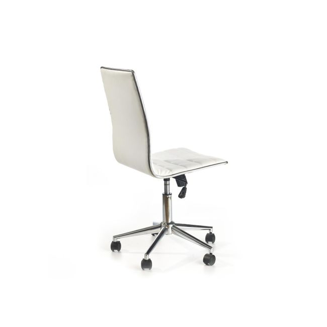 Scaun birou hm tirol, ergonomic, piele ecologica, cadru cromat, inaltime ajustabila, 90 kg, 107x44x41 cm, alb drm2071