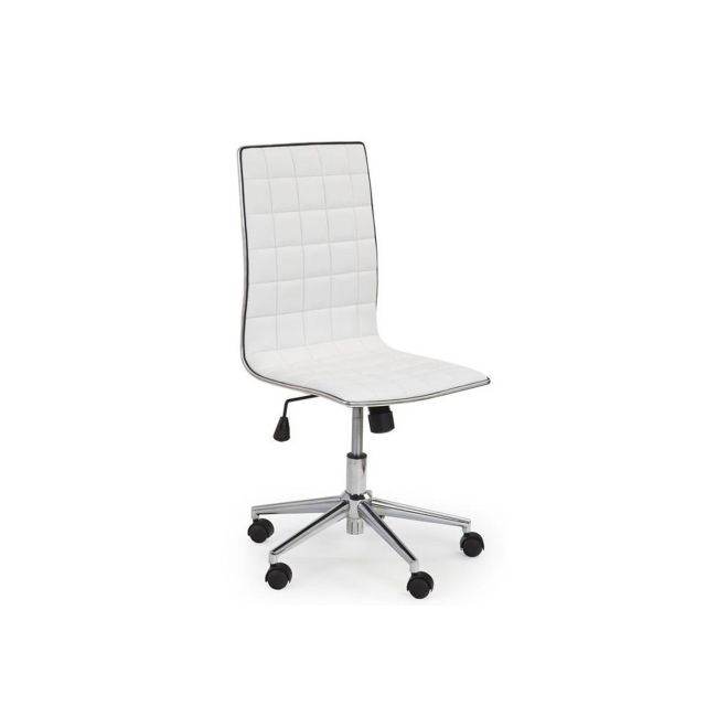 Scaun birou hm tirol, ergonomic, piele ecologica, cadru cromat, inaltime ajustabila, 90 kg, 107x44x41 cm, alb drm2071