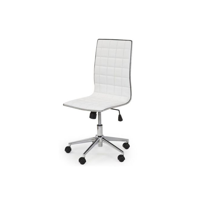 Scaun birou hm tirol, ergonomic, piele ecologica, cadru cromat, inaltime ajustabila, 90 kg, 107x44x41 cm, alb drm2071