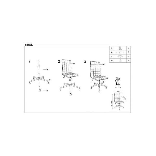 Scaun de birou hm tirol, ergonomic, piele ecologica, inaltime ajustabila, mecanism de balans, roti pivotante, 90 kg, gri drm2792