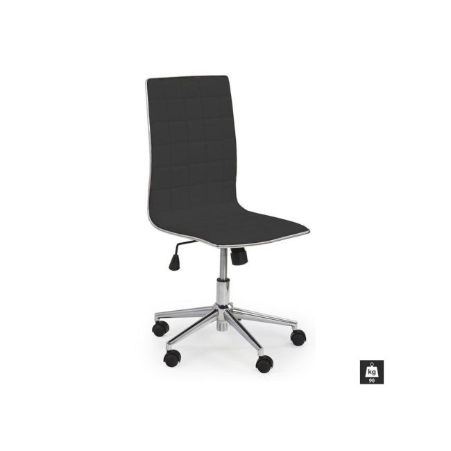 Scaun de birou hm tirol, ergonomic, cadru cromat, piele ecologica, inaltime ajustabila, mecanism de balans, 90 kg, negru drm2791