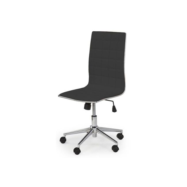 Scaun de birou hm tirol, ergonomic, cadru cromat, piele ecologica, inaltime ajustabila, mecanism de balans, 90 kg, negru drm2791