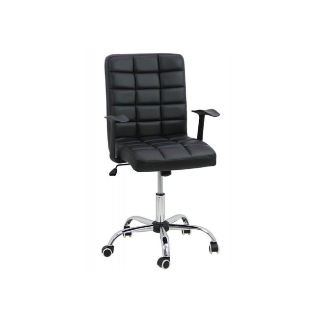 Scaun birou off 603, mecanism de balans, piele ecologica, baza otel cromat, 100 kg drm2533