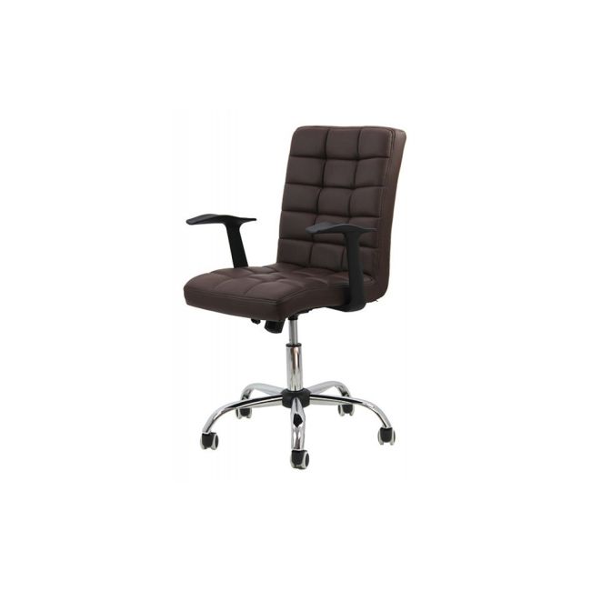 Scaun birou off 603, mecanism de balans, piele ecologica, baza otel cromat, 100 kg drm2533