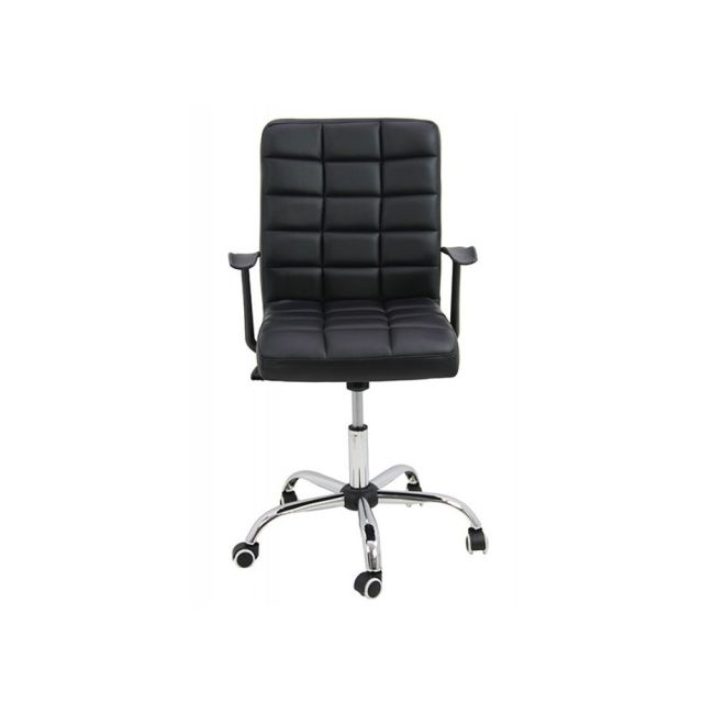 Scaun birou off 603, mecanism de balans, piele ecologica, baza otel cromat, 100 kg drm2533