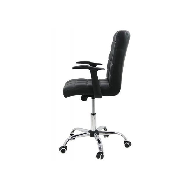 Scaun birou off 603, mecanism de balans, piele ecologica, baza otel cromat, 100 kg drm2533