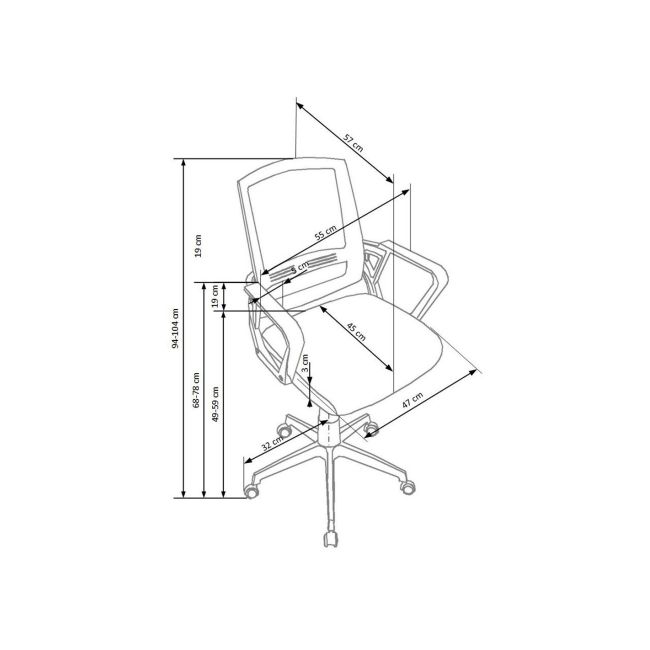 Scaun de birou hm ascot, mesh, cadru polipropilena, mecanism balansare, 100 kg, negru drm2868