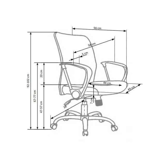 Scaun de birou hm tony, mesh, ergonomic, inaltime ajustabila, roti pivotante, 102 kg, gri drm2797