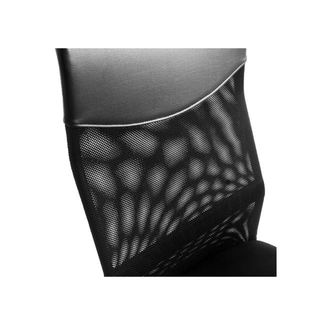 Scaun birou hm vire, mesh, ergonomic, cadru metal, tetiera cu piele ecologica, inaltime ajustabila, mecanism balansare, 100 kg, negru drm1988
