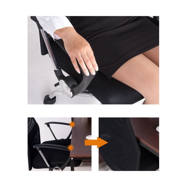 Scaun birou hm vire, mesh, ergonomic, cadru metal, tetiera cu piele ecologica, inaltime ajustabila, mecanism balansare, 100 kg, negru drm1988
