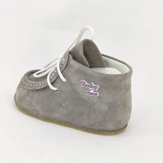 Botosei mocasini unisex pentru bebe Baby Fox pentru exterior piele gri si talpa din cauciuc - FOX10312772-gri