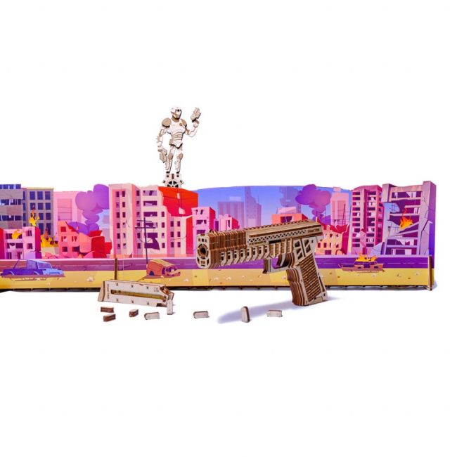 Puzzle 3D mecanic din lemn poligon de tragere JUBUD-00085