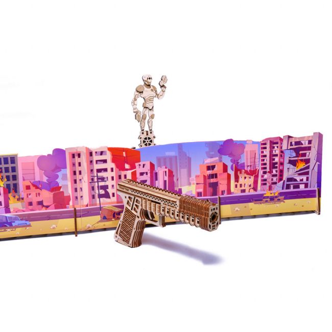 Puzzle 3D mecanic din lemn poligon de tragere JUBUD-00085