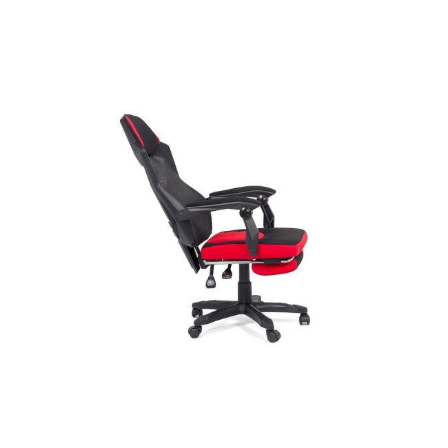 Scaun off 304, ergonomic, mesh, mecanism de balans, suport picioare retractabil, 110 kg, negru/rosu drm8989