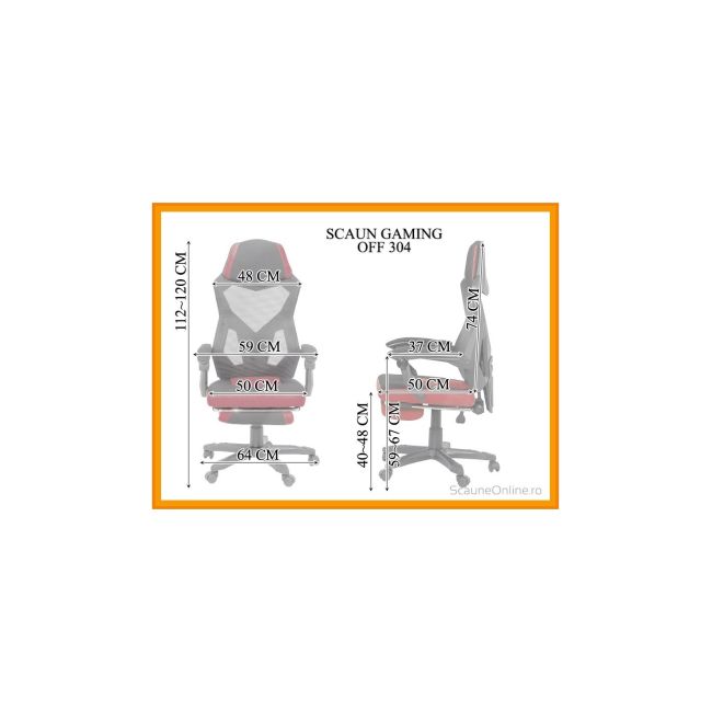 Scaun off 304, ergonomic, mesh, mecanism de balans, suport picioare retractabil, 110 kg, negru/rosu drm8989