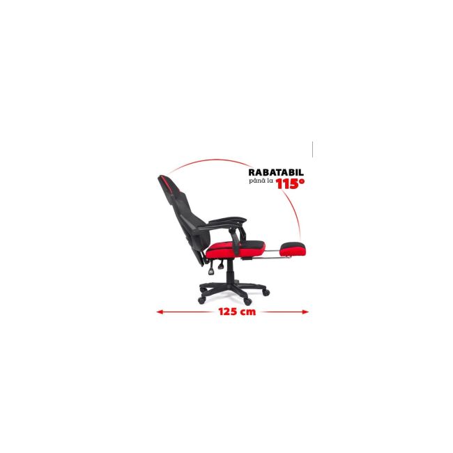 Scaun off 304, ergonomic, mesh, mecanism de balans, suport picioare retractabil, 110 kg, negru/rosu drm8989