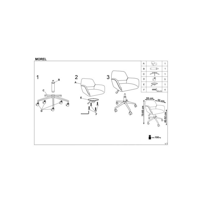 Scaun birou hm morel, cadru cromat, tapiterie stofa, rotativ, mecanism de balans, 100 kg, gri drm8844