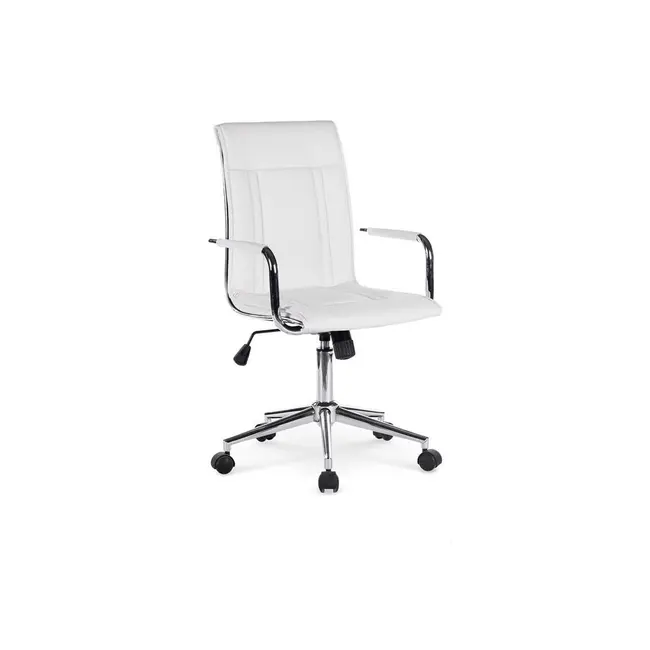 Scaun birou ergonomic, hm porto 2, mecanism de balans, brate tapitate, cadru cromat, 100 kg, alb drm3985