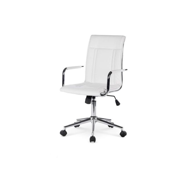 Scaun birou ergonomic, hm porto 2, mecanism de balans, brate tapitate, cadru cromat, 100 kg, alb drm3985