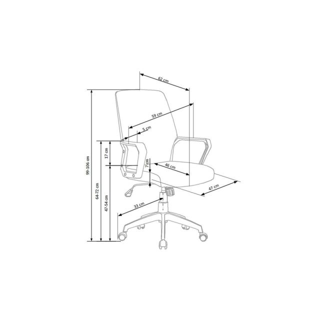 Scaun birou cu stofa, hm spin 2, mecanism de balans, ergonomic, cadru polipropilena, cu brate, 100 kg, gri drm8841