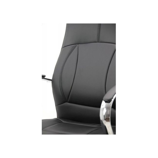 Scaun birou off 331, mecanism inclinare, piele ecologica, baza cromata, 110 kg, negru drm4145