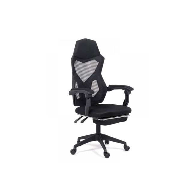 Scaun birou ergonomic cu suport picioare off 424, mesh, suport lombar, baza polipropilena, 110 kg,  negru drm9848