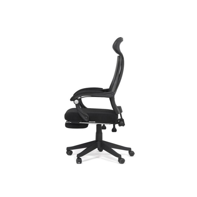 Scaun birou ergonomic off 927, mesh, recliner, suport picioare retractabil, 100 kg, negru drm8655