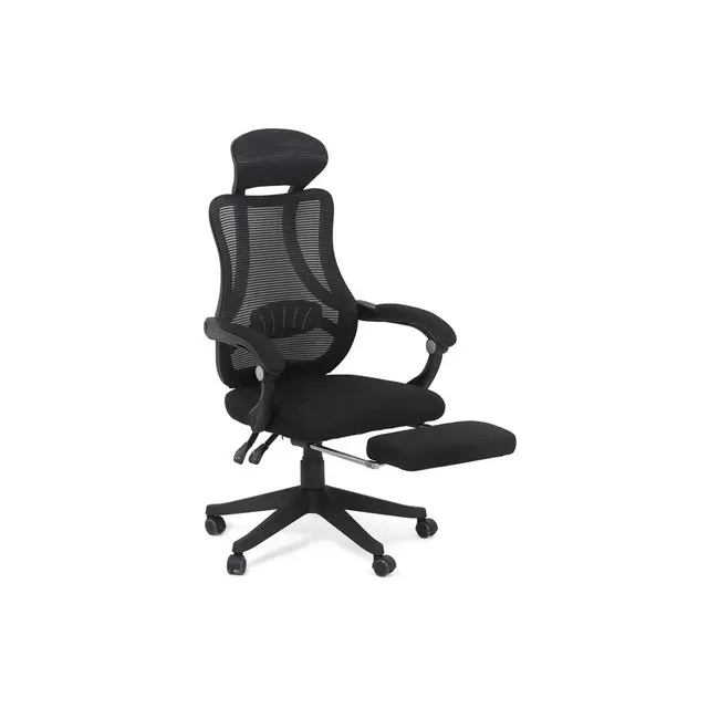 Scaun birou ergonomic off 927, mesh, recliner, suport picioare retractabil, 100 kg, negru drm8655
