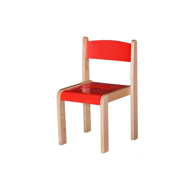 Scaun lemn gradinita bambi, h35, rosu drm10085