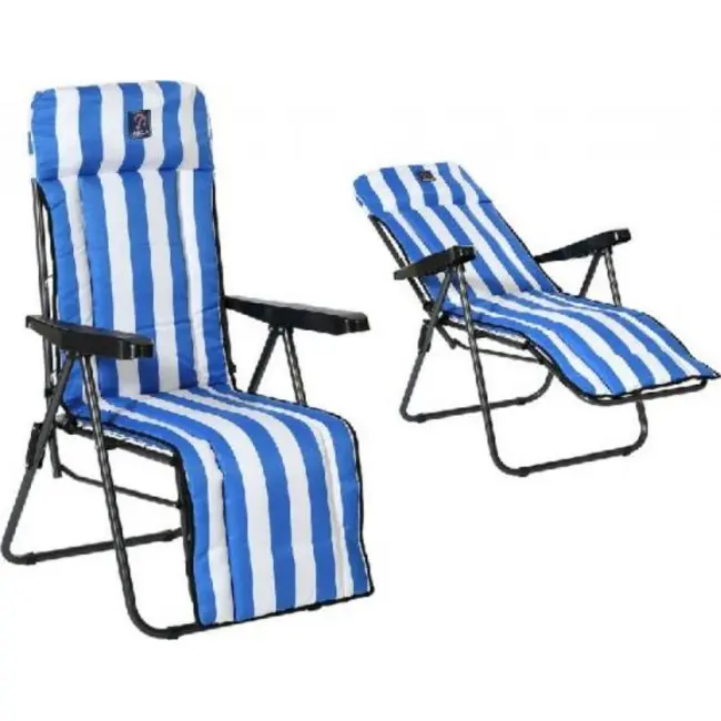 Sezlong de plaja in dungi din otel - albastru si alb - 77x58x106cm JUBBG-S1127211