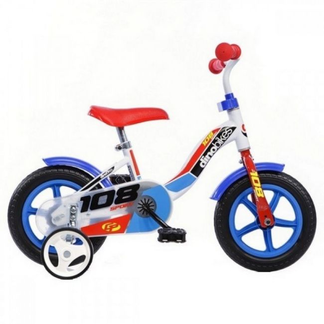 Bicicleta copii dino bikes 10' 108 sport alb si albastru hubdb-108l-0506-wb