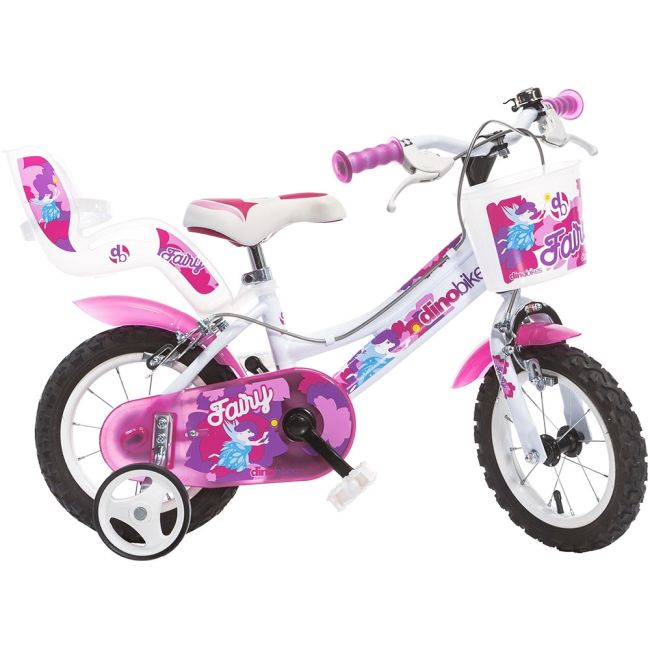 Bicicleta copii dino bikes 12' fairy alb si roz hubdb-126rsn-0502-wp