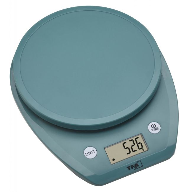 Cantar digital de bucatarie MOCHI cu display LCD, capacitate 5 kg, turcoaz, TFA 50.2007.20