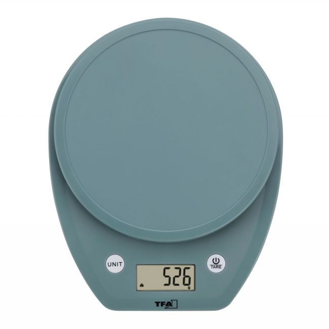 Cantar digital de bucatarie MOCHI cu display LCD, capacitate 5 kg, turcoaz, TFA 50.2007.20